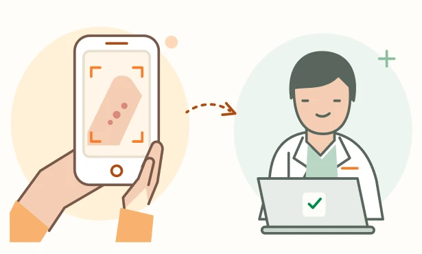 スマホで患部を撮影して医師に送信するイメージ